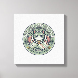 Impressão Em Tela Camiseta Gráfica de Gato de Auto Cuidado Aconchega