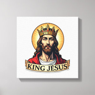 Impressão Em Tela Camiseta King Jesus Banner Vintage Engraving 2