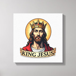 Impressão Em Tela Camiseta King Jesus Banner Vintage Engraving 2