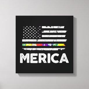 Impressão Em Tela Camiseta LGBT Bandeira Americana Orgulho - 4 de Ju