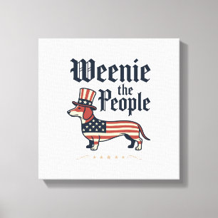 Impressão Em Tela Camiseta Patriótica de Dachshund Weenie the People
