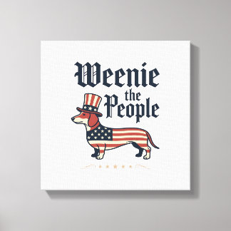 Impressão Em Tela Camiseta Patriótica de Dachshund Weenie the People