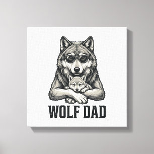 Impressão Em Tela Camiseta Vetorial de Desenho Antigo de Pai Lobo_1