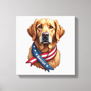 Impressão Em Tela Camiseta Vintage de Resgate de Golden Retriever Pa