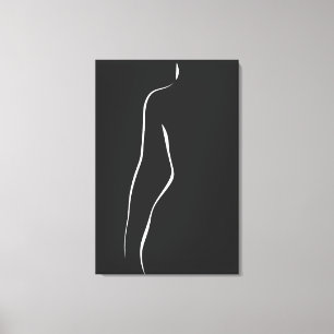 Impressão Em Tela Camisola de arte de linha do corpo feminino minima