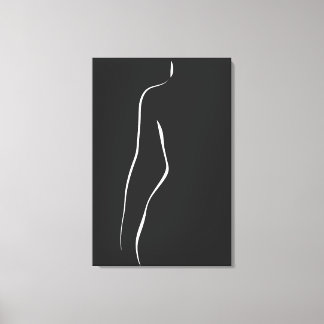 Impressão Em Tela Camisola de arte de linha do corpo feminino minima