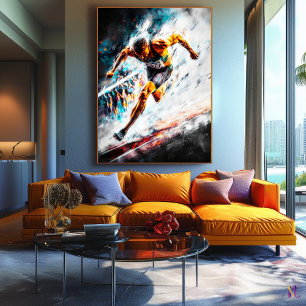 Impressão Em Tela Campeão de Sprint - Arte Dinâmica de Esportes de A