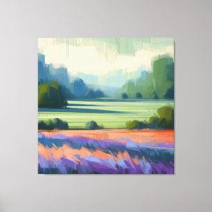 Impressão Em Tela Campo Abstrato com Céu Verde, Arte Minimalista
