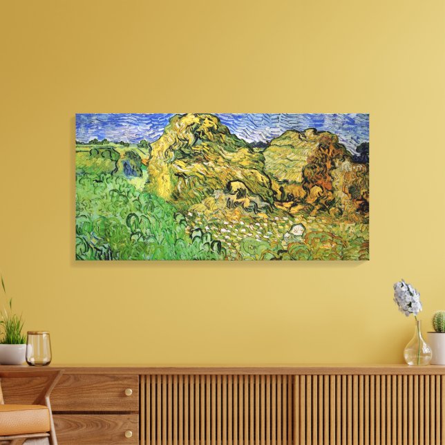 Impressão Em Tela Campo com pilhas de trigo por Vincent van Gogh (Insitu(Sala de estar))