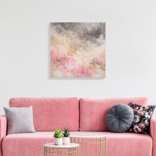 Impressão Em Tela Campo de Cor Abstrato Nebuloso - Rosa Corado