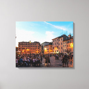Impressão Em Tela Campo de Fiori, Roma, Italia, pelo por do sol -