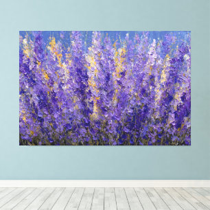 Impressão Em Tela Campo de Flores de Violeta Lavanda Arte Abstrato n