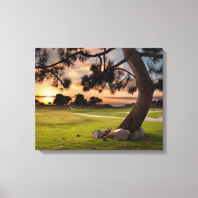 Impressão Em Tela Campo de Golfe Pôr do Sol (Frente)