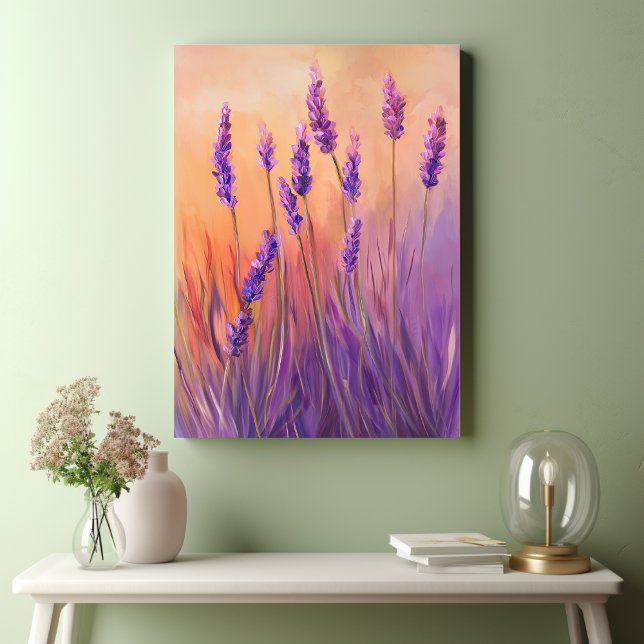 Impressão Em Tela Campo de Lavanda em Aquarela (Criador carregado)