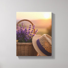 Impressão Em Tela Campo de lavanda no Sunset - Paisagem Roxo Serene