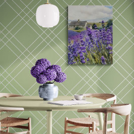 Impressão Em Tela Campo de Lavanda Vibrante em Aquarela