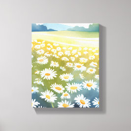 Impressão Em Tela Campo de Margaridas | Pintura Floral de Prado de F