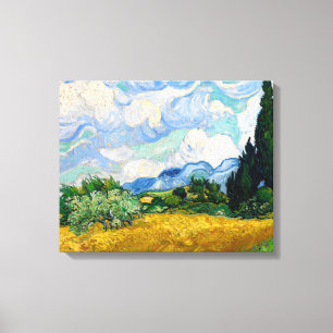 Impressão Em Tela Campo de trigo com ciprestes por Vincent Van Gogh