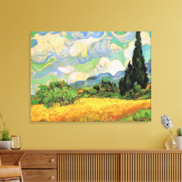 Impressão Em Tela Campo de trigo Van Gogh com ciprestes na Haute Gal