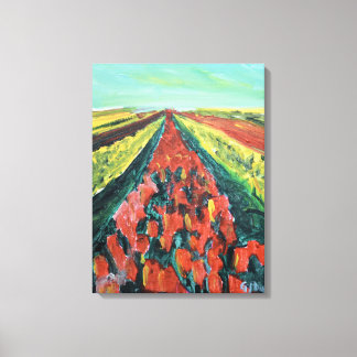 Impressão Em Tela Campo de Tulipas Vibrante em Perspectiva