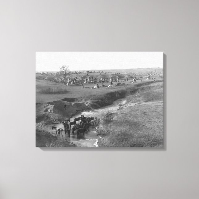 Impressão Em Tela Campo índio Lakota na argila branca (Frente)