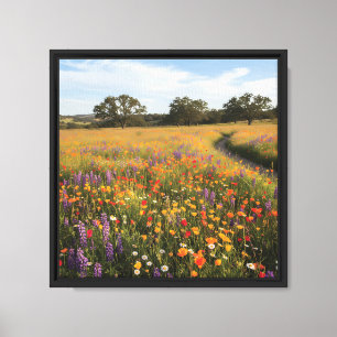 Impressão Em Tela Campo Vibrante de Flores Silvestres Arte de Paisag