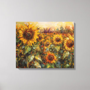 Impressão Em Tela Campos de girassóis - Negrito e Abstrato de