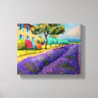 Impressão Em Tela Campos de lavanda na área de desenho de cor d'água