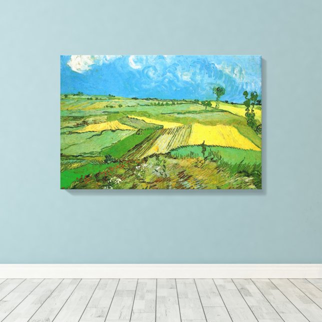 Impressão Em Tela Campos de trigo Van Gogh em Auvers sob céu nublado (Insitu(piso de madeira))