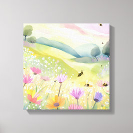 Impressão Em Tela Campos Floridos de Abelhas da Primavera | Natureza