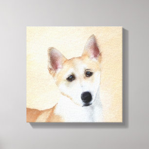 Impressão Em Tela Canaan Dog Painting - Cute Original Dog Art