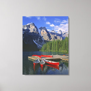 Impressão Em Tela Canadá, Alberta, Lago Moraine. Canoas vermelhas ag