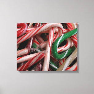Impressão Em Tela Candy Canas Natal Feriado Branco Verde e Vermelho