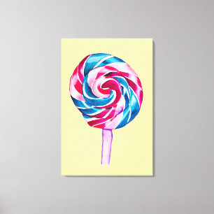 Impressão Em Tela Candy lollipop aquarela doce arte