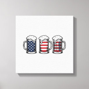 Impressão Em Tela Canecas de Cerveja Patrióticas Camisa Vintage Veto