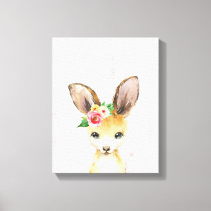 Impressão Em Tela Canguru Australiano Bebê Floral Aquarela Animais A