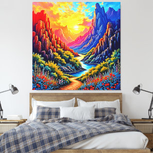 Impressão Em Tela Cânion do Rio do Pôr do Sol Arte