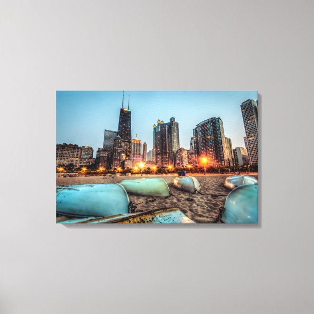 Impressão Em Tela Canoas na praia de Oak Street um pouco depois do p (Frente)