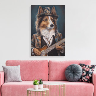 Impressão Em Tela Cantando o Cão-de-Ovo Shetland Blues | Sheltie