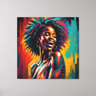 Impressão Em Tela Cantor de Neon Jazz Afro-Americano