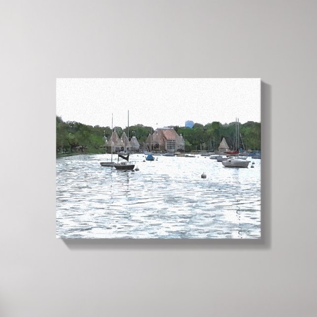 Impressão Em Tela CANVAS: Lago Harriet Pavilion e Boats_ (Frente)