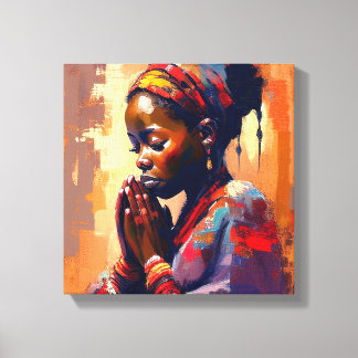 Impressão Em Tela Canvas, linda garota africana de meditação