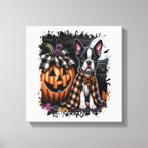 Impressão Em Tela Cão Boston Terrier no Halloween