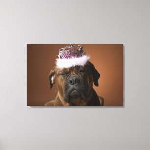 Impressão Em Tela Cão com a coroa do aniversário na cabeça