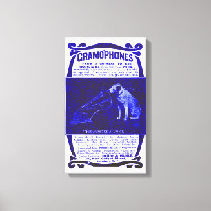 Impressão Em Tela Cão e gramofone