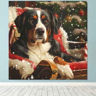 Impressão Em Tela Cão Montanhês Suíço Maior Natal Festivo