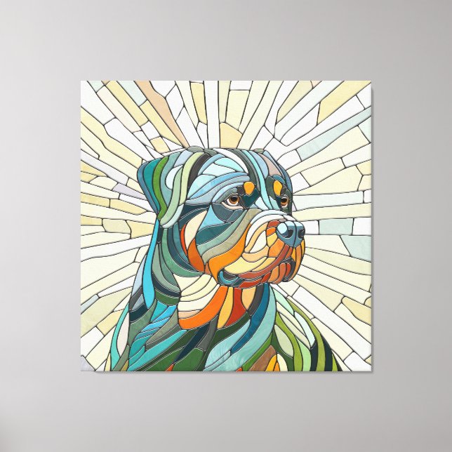 Impressão Em Tela Cão rottweiler - arte mosaica (Frente)