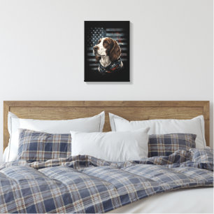Impressão Em Tela Cão Springer Spaniel Bandeira Americana