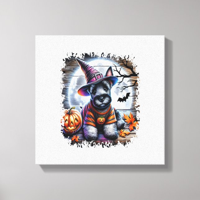 Impressão Em Tela Cão Terrier Escocês Halloween (Frente)
