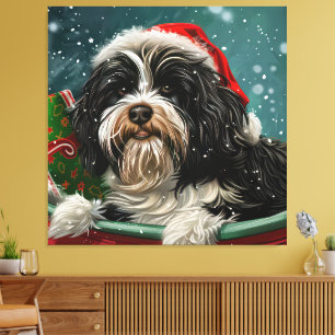 Impressão Em Tela Cão Terrier Tibetano Natal Festivo